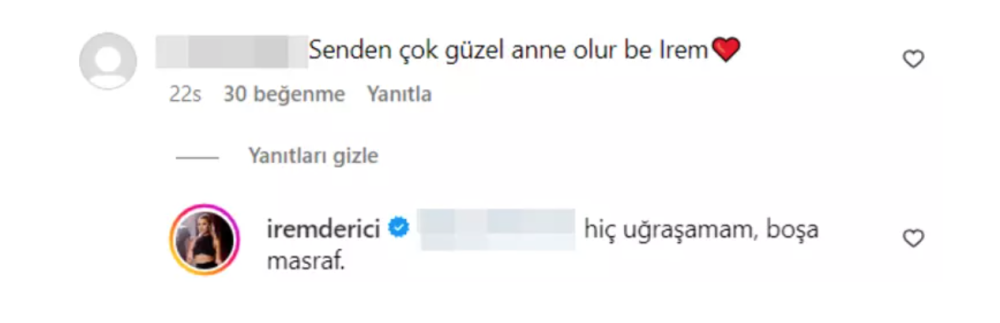 irem derici nin annelik cevabi olay oldu